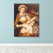 The First Lesson, pub. by Baxter, 1855 (print) Canvas Afdruk (Insitu (Houten vloer))