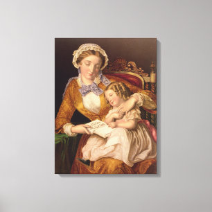 The First Lesson, pub. by Baxter, 1855 (print) Canvas Afdruk