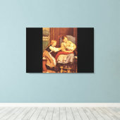 The First Smile', Albert Anker_Groups en Figures Canvas Afdruk (Insitu (Houten vloer))