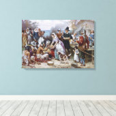 The First Thanksgiving by Jean Ferris c. 1912 Canvas Afdruk (Insitu (Houten vloer))