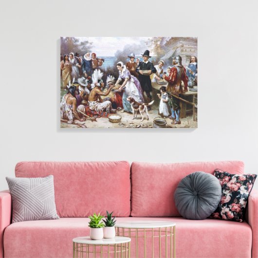 The First Thanksgiving by Jean Ferris c. 1912 Canvas Afdruk (Insitu (Woonkamer))