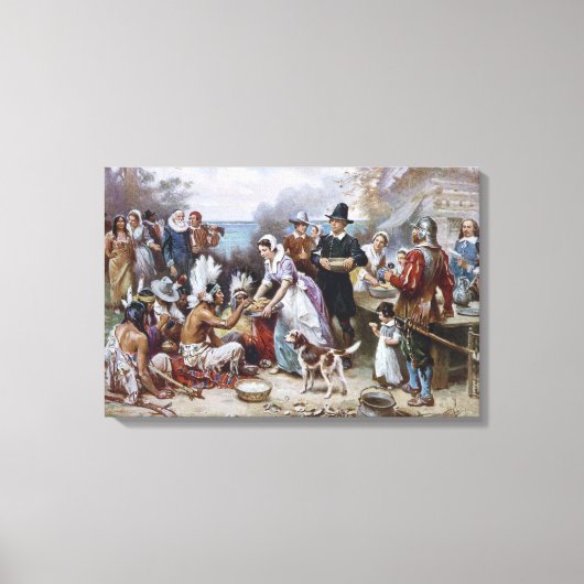 The First Thanksgiving by Jean Ferris c. 1912 Canvas Afdruk (Voorkant)