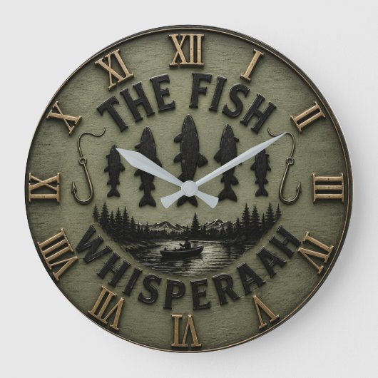 The Fish Whisperer Rustic Fisherman Cabin Grote Klok (Voorkant)