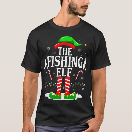 The Fishing Elf Xmas Funny Fisherman Christmas Fis T-shirt (Voorkant)