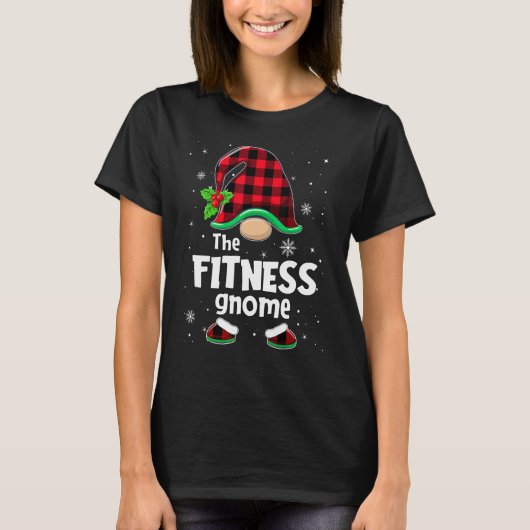 The Fitness Gnome Buffalo Plaid Christmas Matching T-shirt (Voorkant)