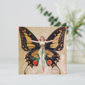 The Flapper Girl's Metamorphosis to Butterfly 1922 Feestdagenkaart (Staand voorkant)