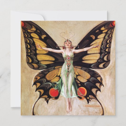 The Flapper Girl's Metamorphosis to Butterfly 1922 Feestdagenkaart (Voorkant)