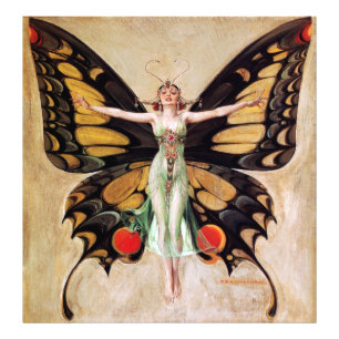 The Flapper Girl's Metamorphosis to Butterfly 1922 Foto Afdruk