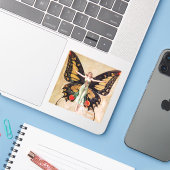 The Flapper Girl's Metamorphosis to Butterfly 1922 Sticker (Laptop met iPhone)