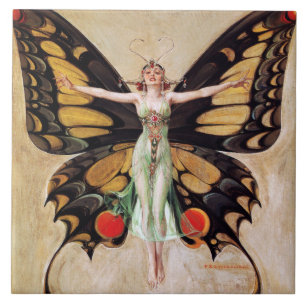 The Flapper Girl's Metamorphosis to Butterfly 1922 Tegeltje
