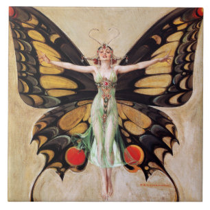 The Flapper Girl's Metamorphosis to Butterfly 1922 Tegeltje