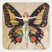 The Flapper Girl's Metamorphosis to Butterfly 1922 Vierkante Sticker (Voorkant)