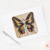 The Flapper Girl's Metamorphosis to Butterfly 1922 Vierkante Sticker (Envelop)