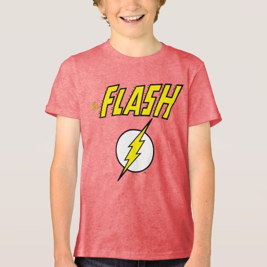 The Flash Naam & Bliksemschicht Logo Tri-Blend Shirt (Voorkant)