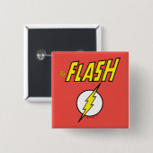 The Flash Naam & Bliksemschicht Logo Vierkante Button 5,1 Cm (Voorkant /achterkant)