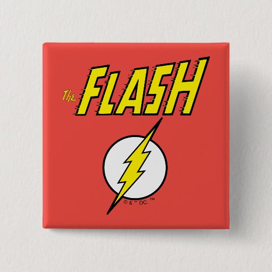 The Flash Naam & Bliksemschicht Logo Vierkante Button 5,1 Cm (Voorkant)