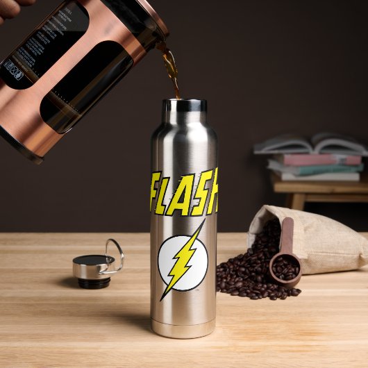 The Flash Naam & Bliksemschicht Logo Waterfles (Koffie)