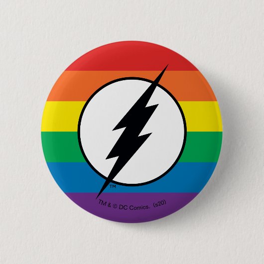 The Flash Regenboog Logo Ronde Button 5,7 Cm (Voorkant)