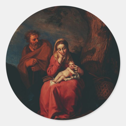 The Flight into Egypt by Abraham Bloemaert Ronde Sticker (Voorkant)