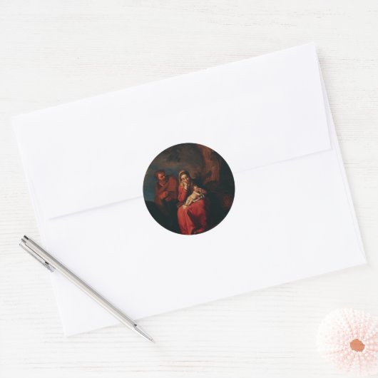 The Flight into Egypt by Abraham Bloemaert Ronde Sticker (Envelop)