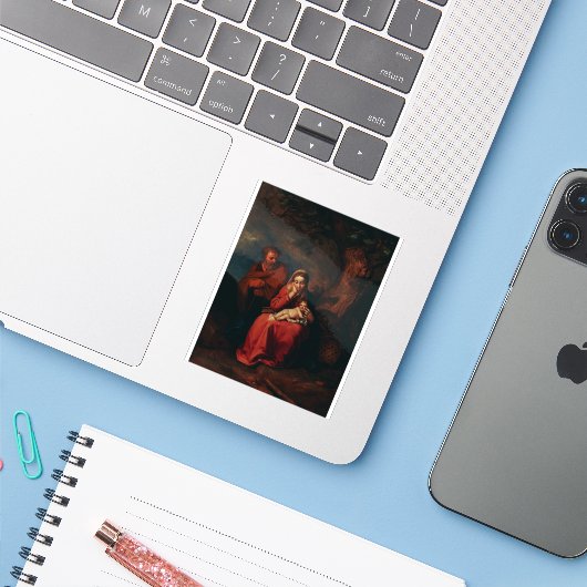 The Flight into Egypt by Abraham Bloemaert  Sticker (Laptop met iPhone)