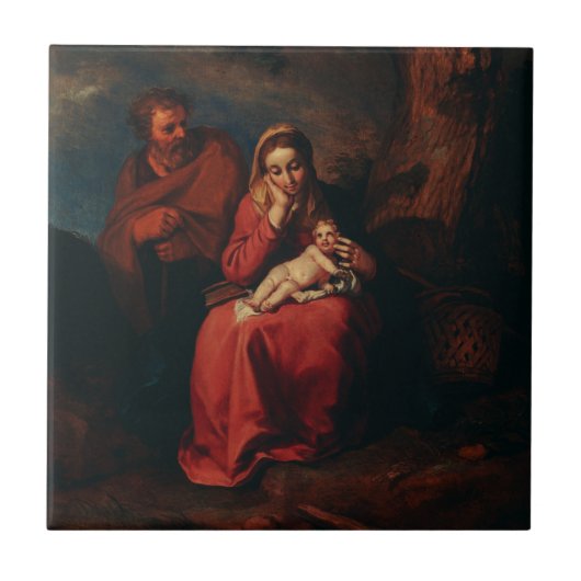 The Flight into Egypt by Abraham Bloemaert Tegeltje (Voorkant)