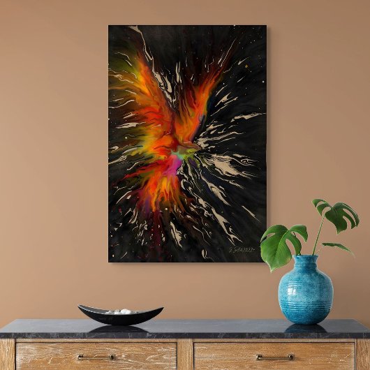 The Flight of the Phoenix – Fiery Abstract Rebirth Poster
