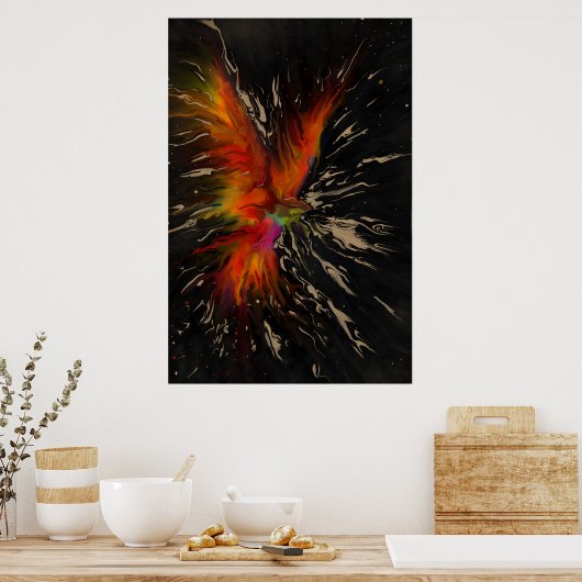 The Flight of the Phoenix – Fiery Abstract Rebirth Poster (Keuken)