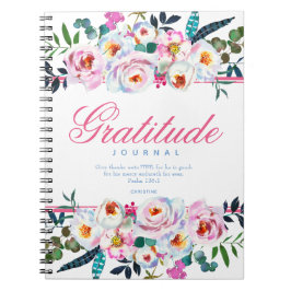 The Floral Blue & Pink Bible Quote Gratitude Journ Notitieboek
