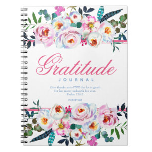 The Floral Blue & Pink Bible Quote Gratitude Journ Notitieboek