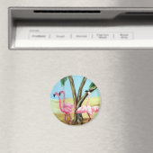"The Florida Flamingos" Round Magnet (Insitu (Vaatwasser))