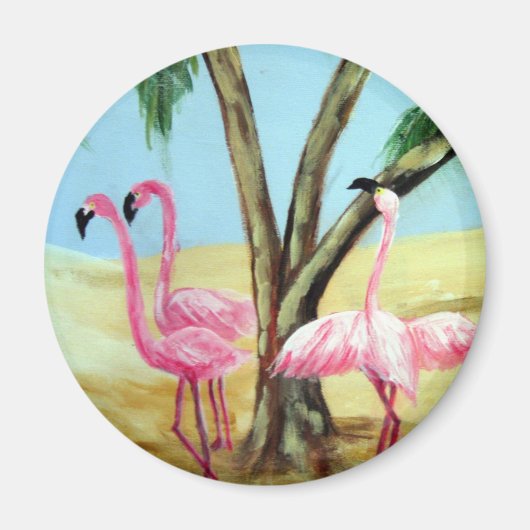 "The Florida Flamingos" Round Magnet (Voorkant)