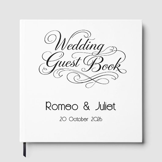 The Flourished Script Wedding Guest Book Gastenboek (Voorkant)