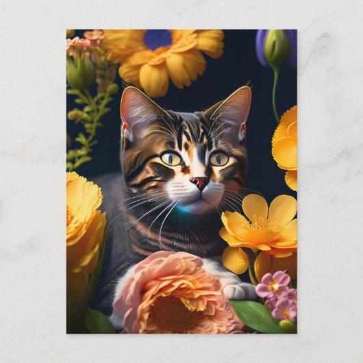 the flower cat briefkaart (Voorkant)