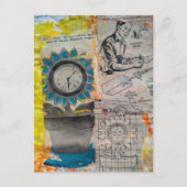 The Flower Clock Mixed Media Collage Briefkaart (Voorkant)