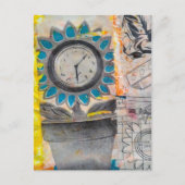 The Flower Clock Plans Mixed Media Collage Briefkaart (Voorkant)
