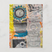 The Flower Clock Plans Retro Mixed Media Collage Briefkaart (Voorkant)