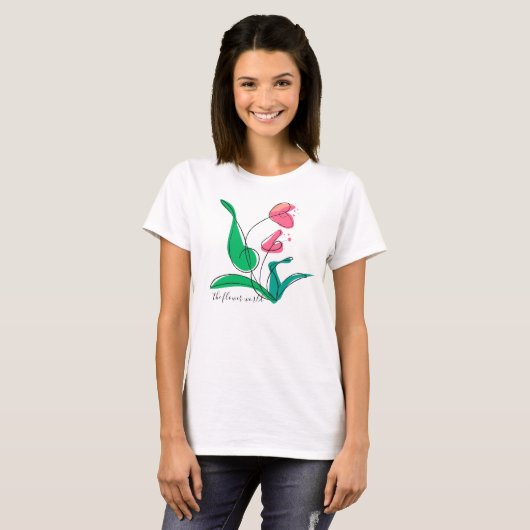 the flower line art t-shirt (Voorkant volledig)