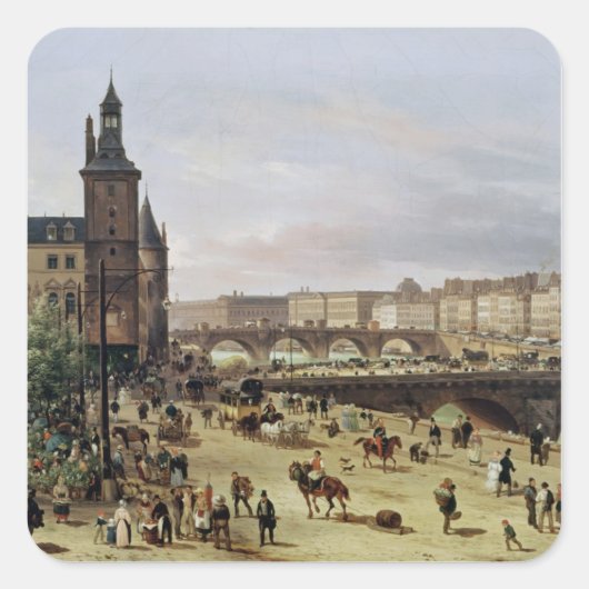 The Flower Market, 1832 Vierkante Sticker (Voorkant)