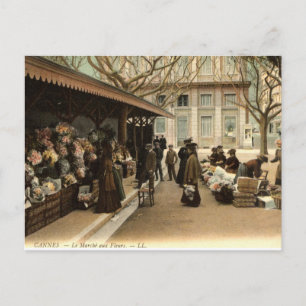 The Flower Market, Cannes France, 1915 Briefkaart