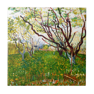The Flowering Orchard (1888) door Vincent Van Gogh Tegeltje