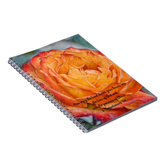 The Flowers of Faith Oranje Roos Love Patience Jou Notitieboek (Rechterzijde)