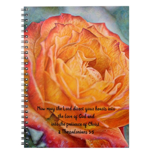 The Flowers of Faith Oranje Roos Love Patience Jou Notitieboek (Voorkant)