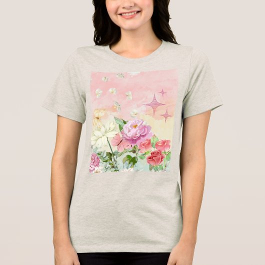 The flowers Tri-Blend shirt (Voorkant)