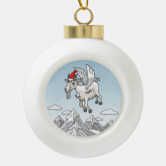 The Flying Christmas Goat Keramische Bal Ornament