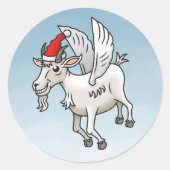 The Flying Christmas Goat Ronde Sticker (Voorkant)