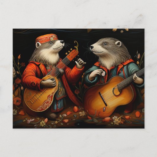 The Folk Art Otter Duet Band Briefkaart (Voorkant)