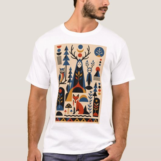 The Forest Remembers – Geometrisch Kunst T-Shirt (Voorkant)