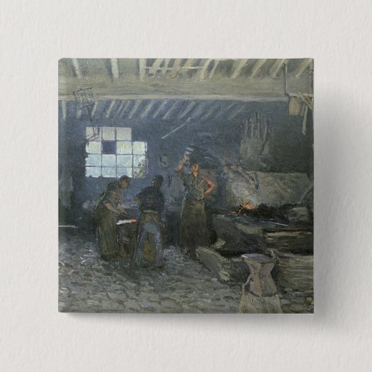 The Forge at Marly-le-Roi, Yvelines, 1875 Vierkante Button 5,1 Cm (Voorkant)