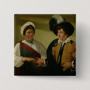 The Fortune Teller, c.1596-97 Vierkante Button 5,1 Cm